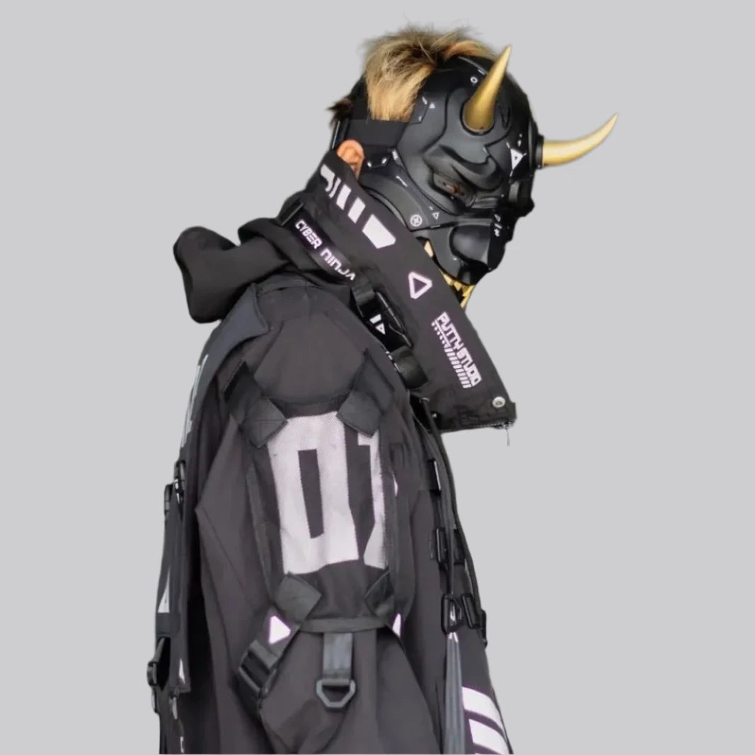 ONI バナーフラッグ Black Cyberpunk oni mask | Techwear