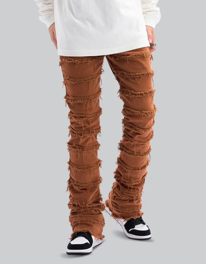 Brown Stacked Jeans Mens