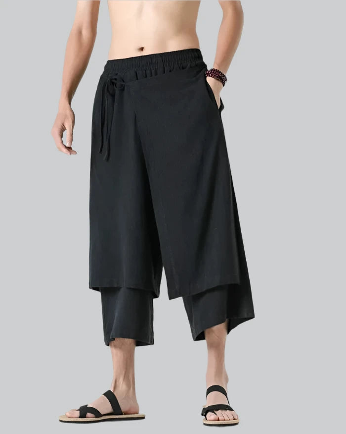 Double Layered Hakama Pants Men | Techwear