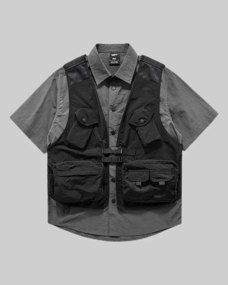 Fake Two-piece American Polo Collar Loose T-shirt