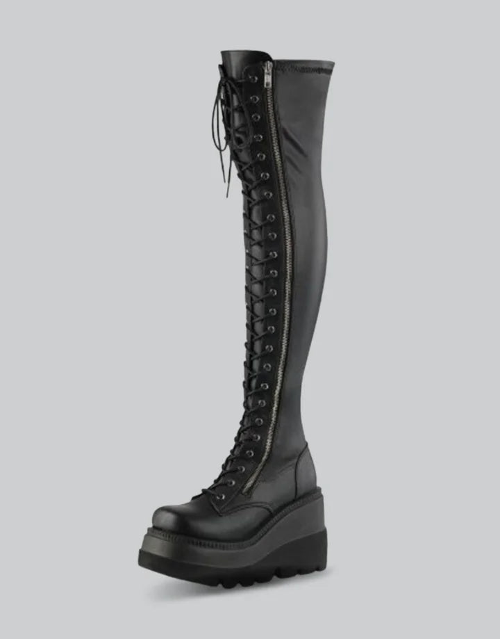 Gothic knee 2025 high platform boots