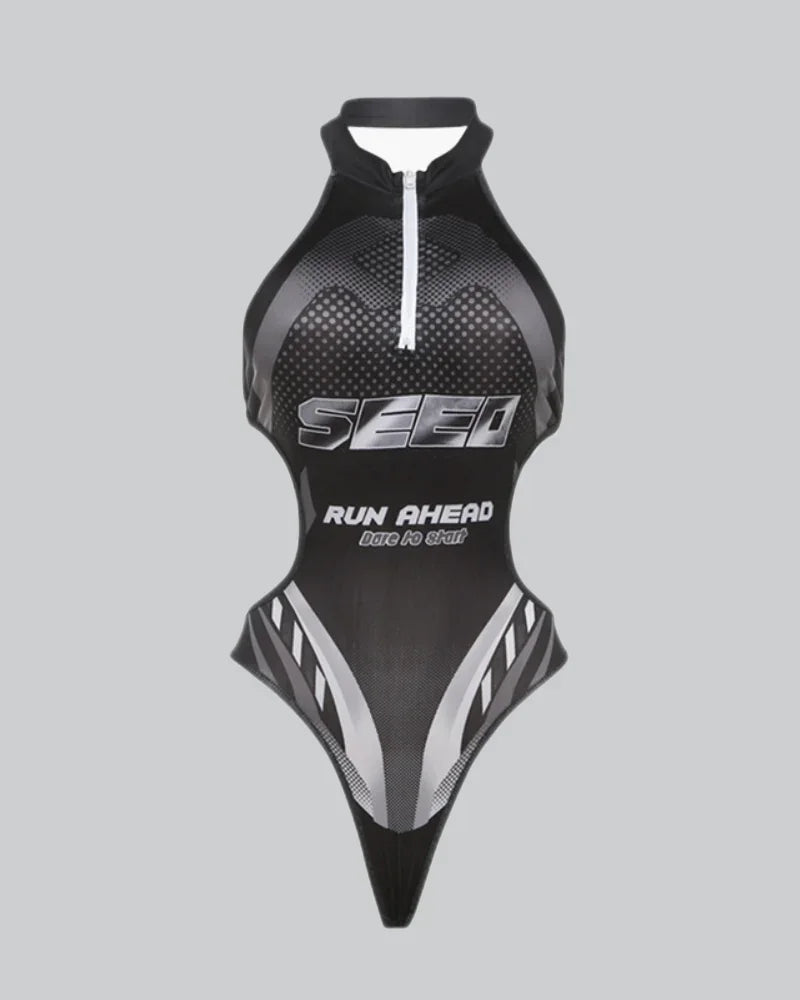 Halter Cut Out Bodysuit | Techwear