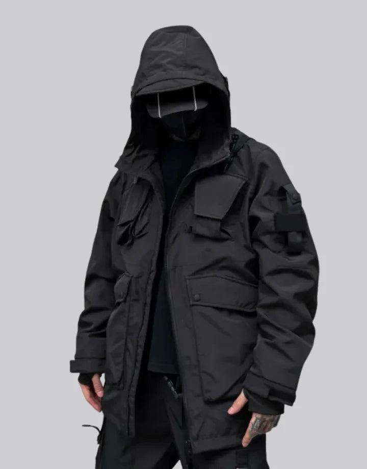 Windbreaker Jacket Black Hooded Male Trench Coat With Hood Black