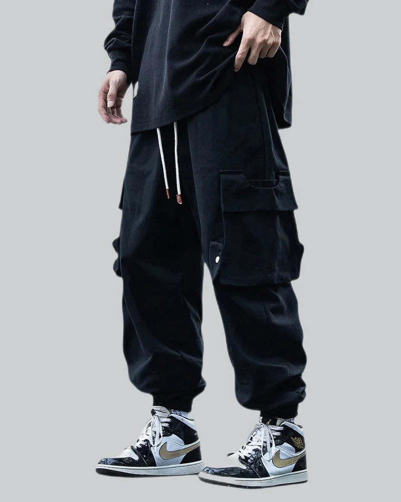 【Anyone more】Hush Two-Pocket Cargo Wide Long Pants Amazon.com: Multi Pocket Cargo Pants Men Loose Work Trousers