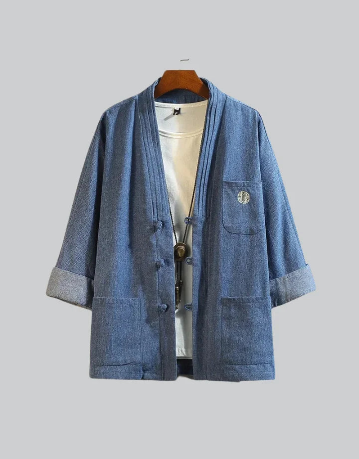 Denim Men's Kimono Jacket Fashion Men's Denim Kimono Techwear