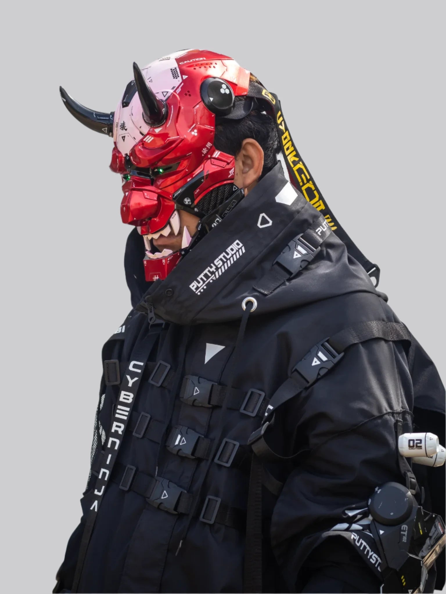 Red Cyberpunk Oni Mask | Techwear