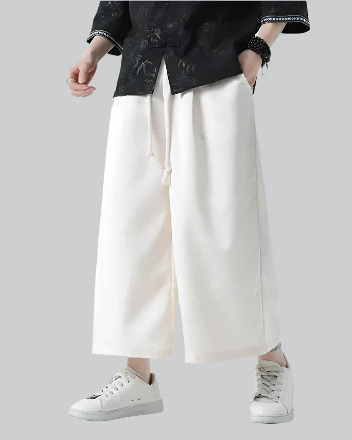 パンツ NOT CONVENTIONAL hakama pant white White Hakama Pants | Techwear