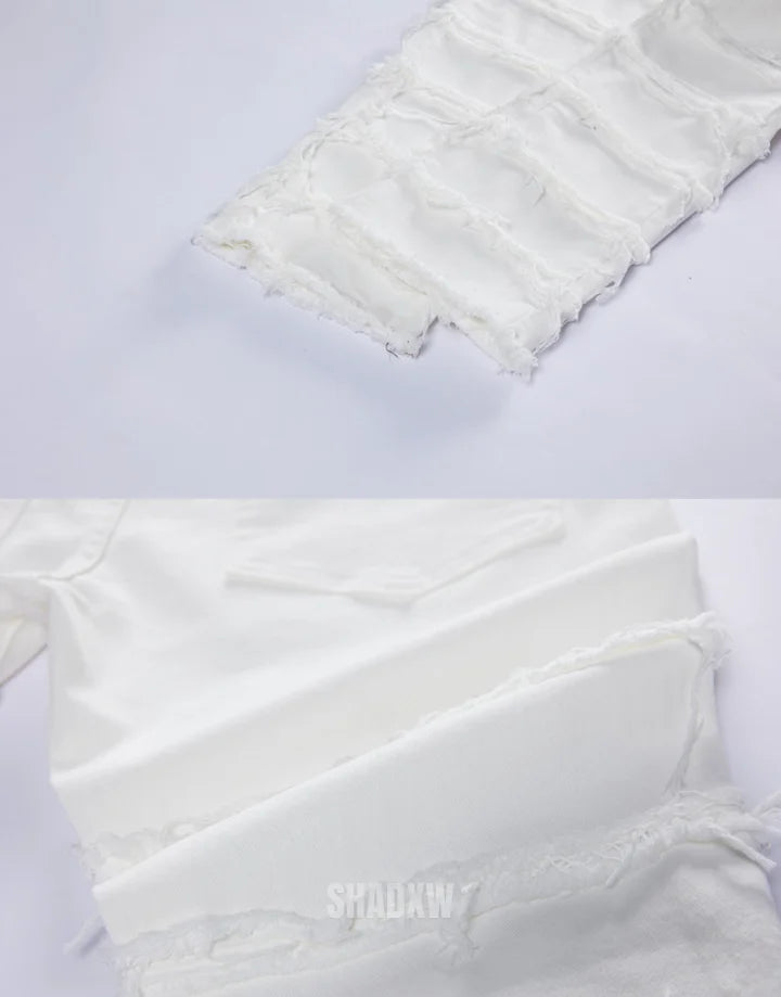 White Stacked Jeans Mens
