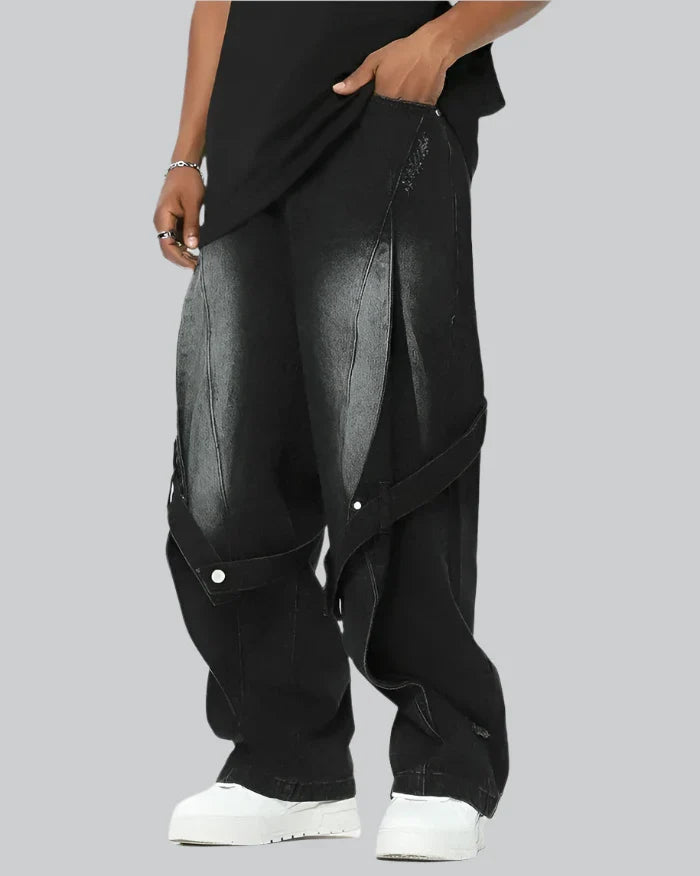Y2K Black Baggy Jeans Men | Techwear