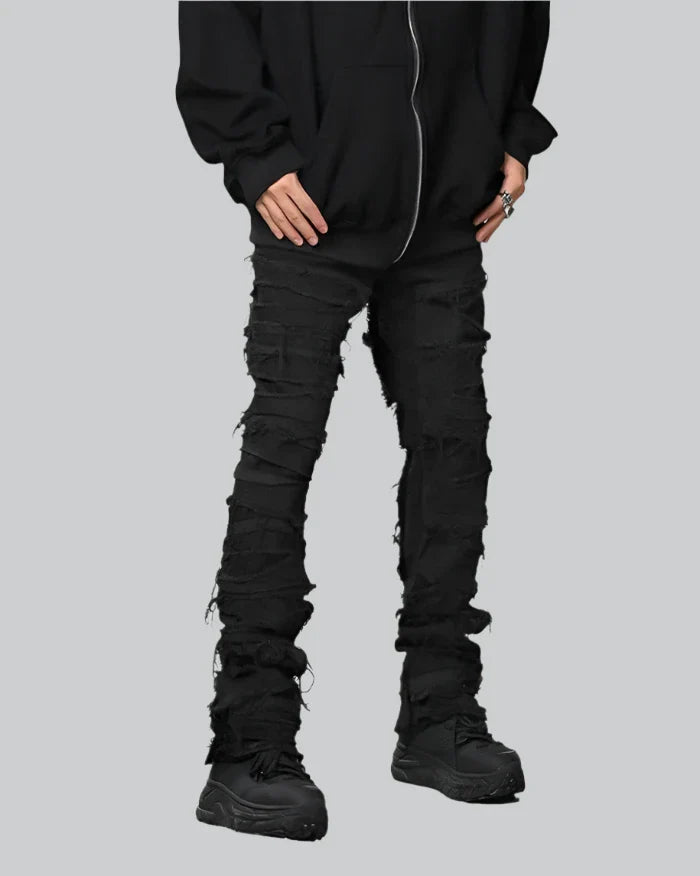 Y2K Black Jeans Men | Techwear Y2K Black Jeans Men | Techwear