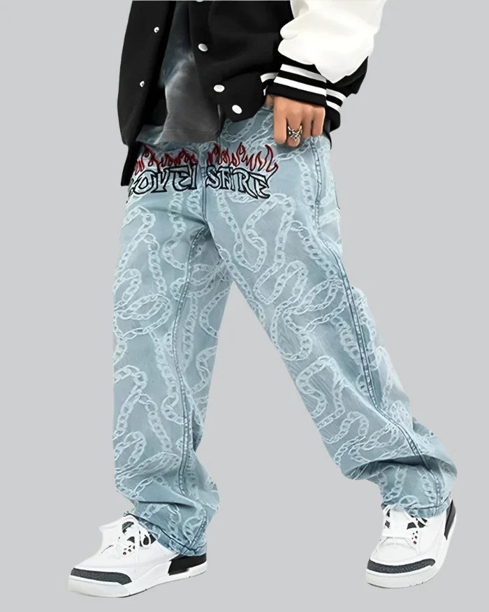Y2K Light Blue Hip Hop Jeans | Techwear