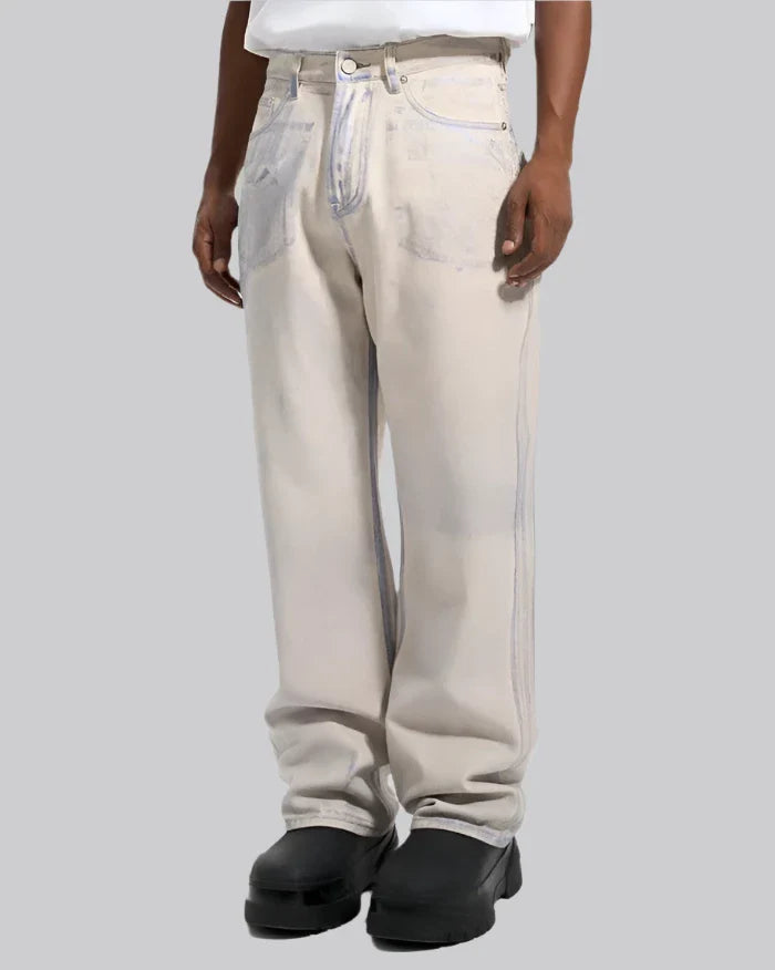 Y2K White Jeans Men | Techwear