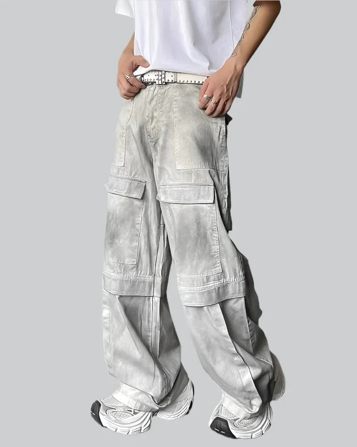 Y2K Wide Leg Jeans Grey | Techwear