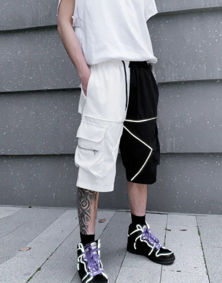 Black and White Cargo Shorts