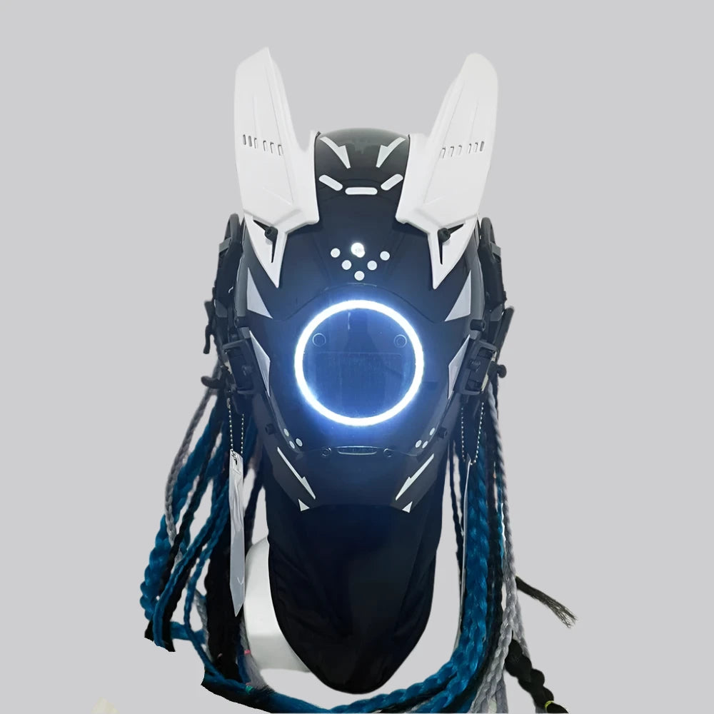 Black and White Cyberpunk Helmet | Techwear