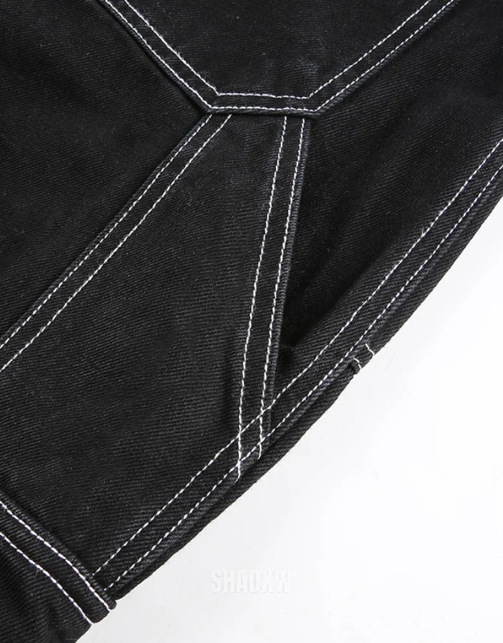 Black Baggy Pants with White Stitching