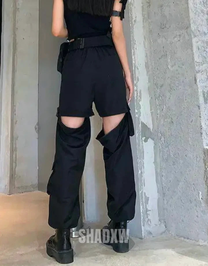 Black cargo pants womens high waisted