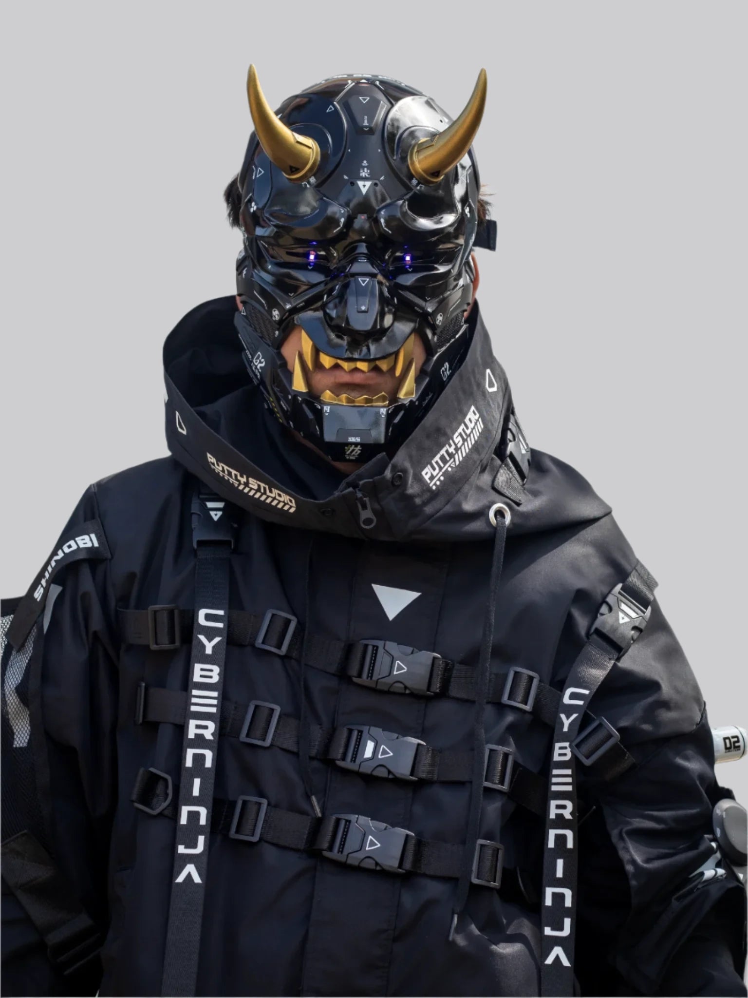 Black Cyberpunk Oni Mask