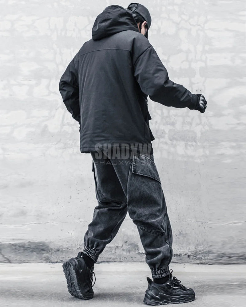 Black Denim Cargo Pants