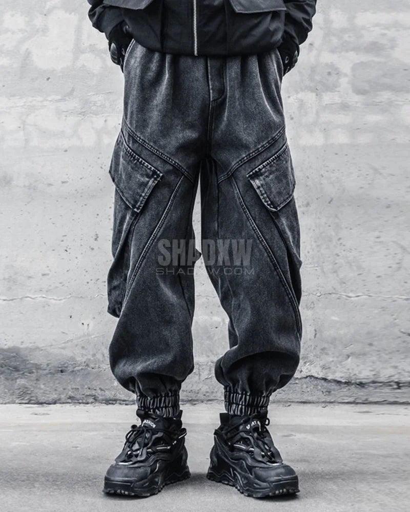 Black Denim Cargo Pants