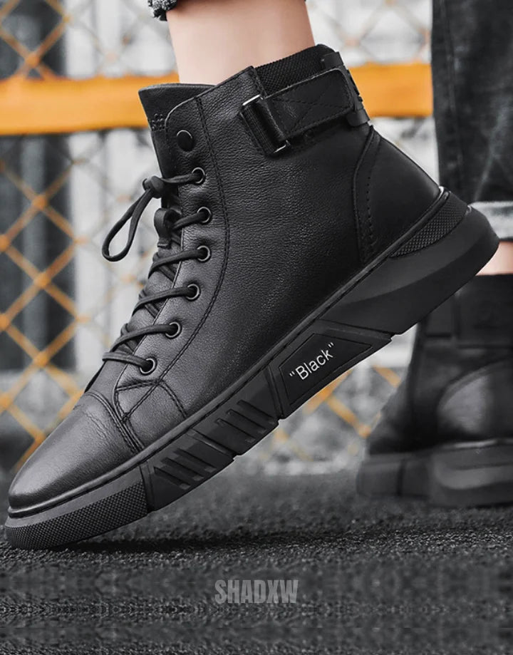 Leather black high tops best sale