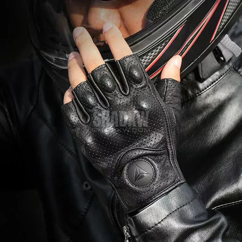 Black Leather Tactical Gloves