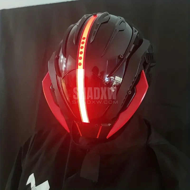 Black Red Cyberpunk Helmet