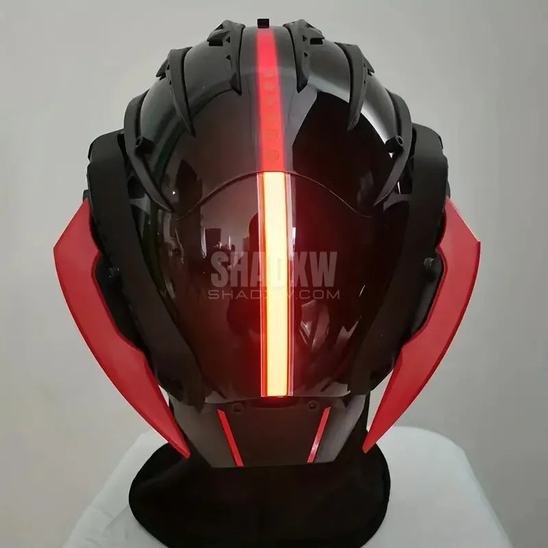 Black Red Cyberpunk Helmet