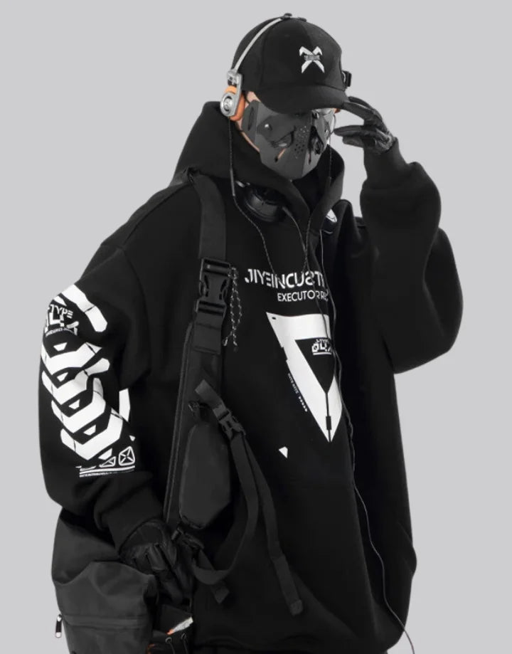 Black Techwear Hoodie