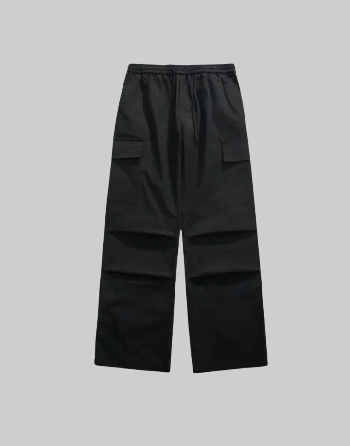 Black Wide Leg Cargo Pants | Techwear