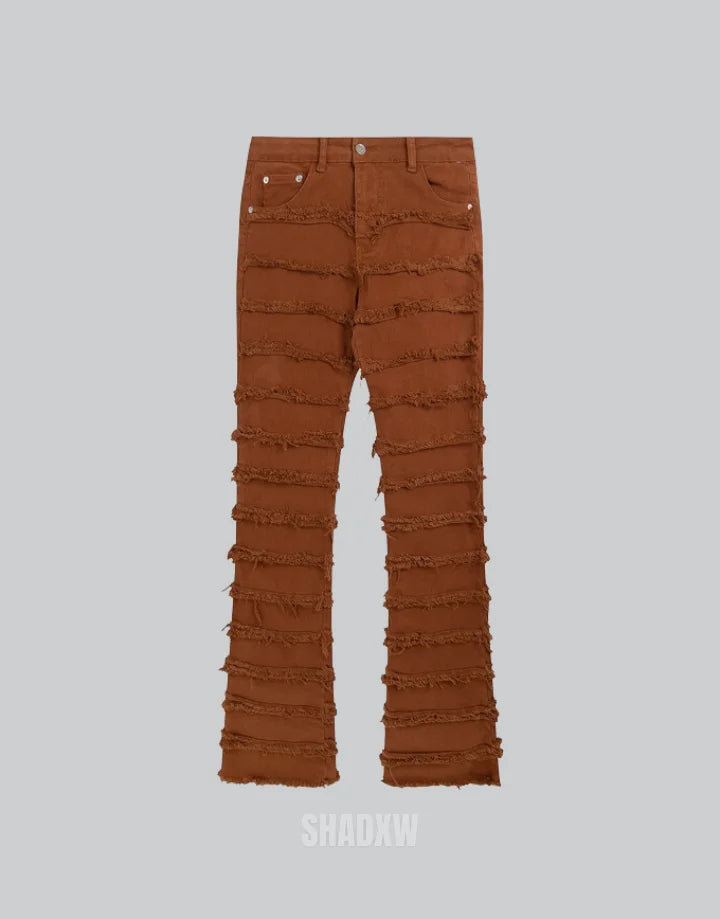 Brown Stacked Jeans Mens