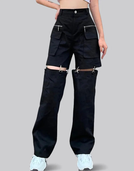 パンツ OFF-WHITE WOMEN Buckle Cargo Zip Pants Black OFF-WHITE WOMEN Buckle Cargo Zip Pants Black