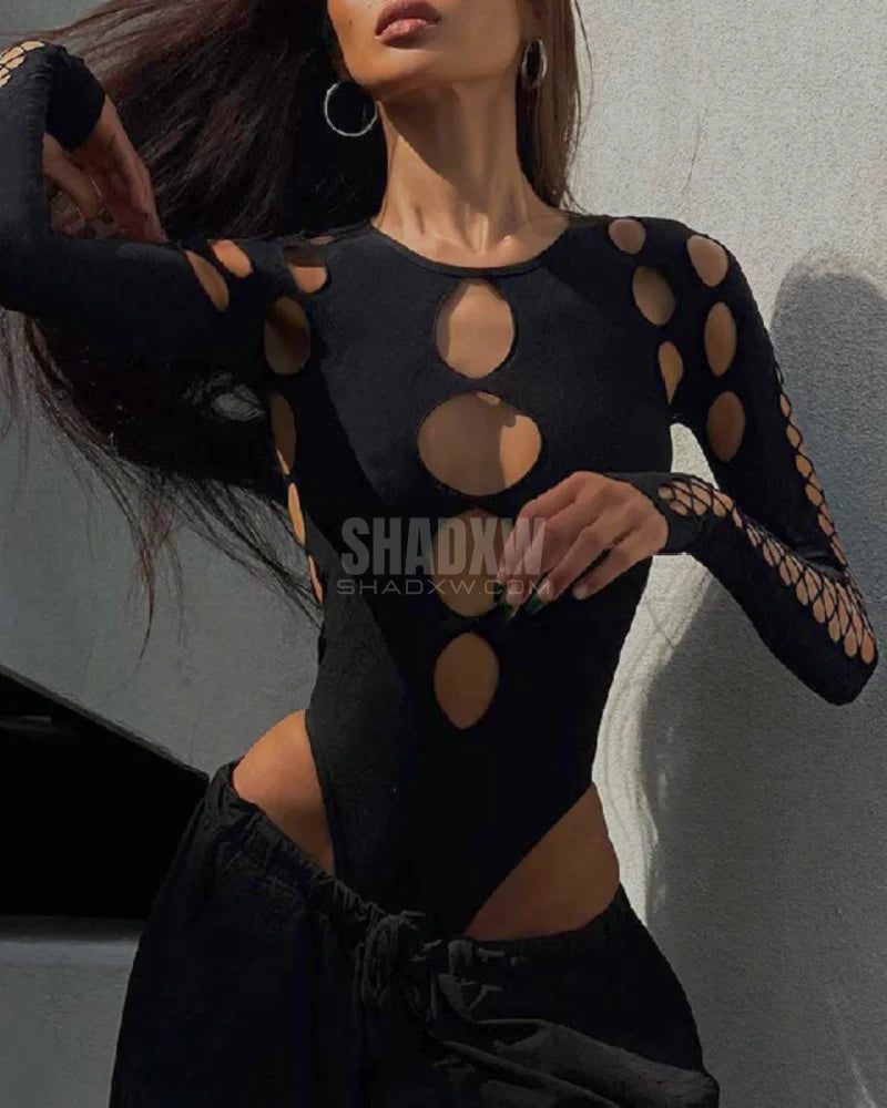 Cut Out Long Sleeve Bodysuit