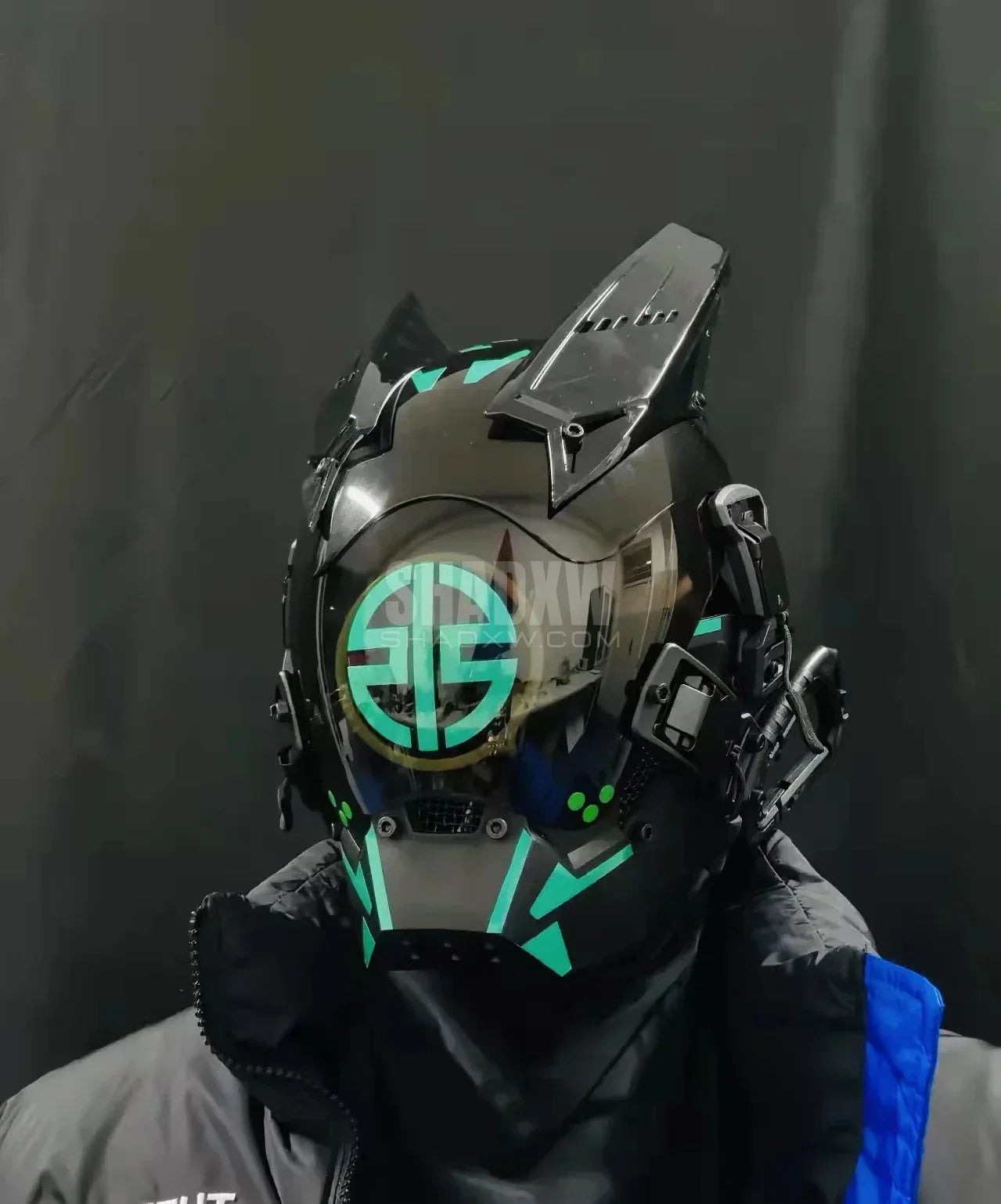 Cyberpunk Helmet Green LED