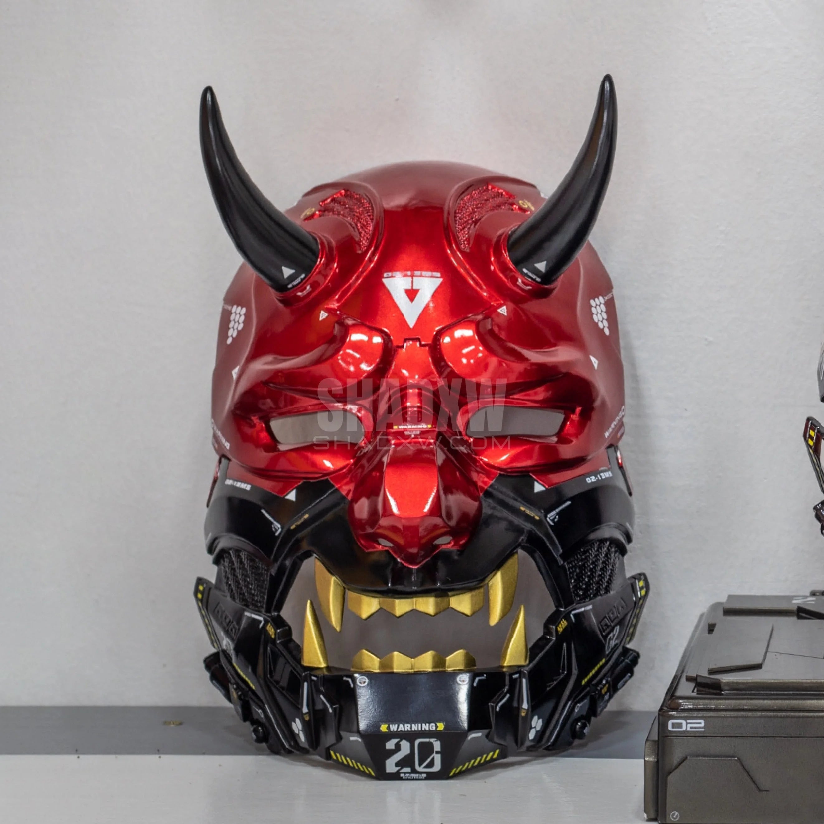 Cyberpunk oni mask Red