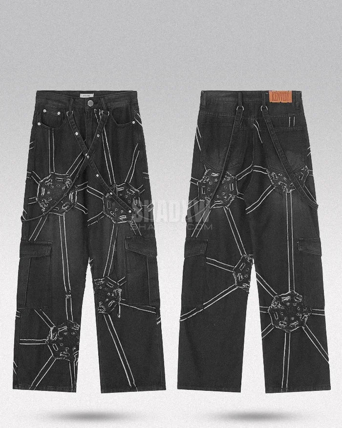 Embroidered Jeans Mens Y2K