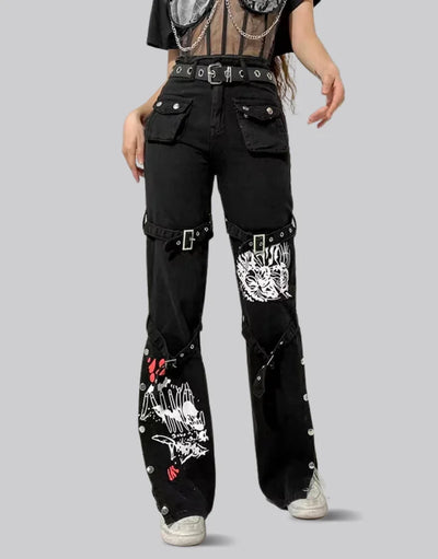 Goth Cargo Pants Womens