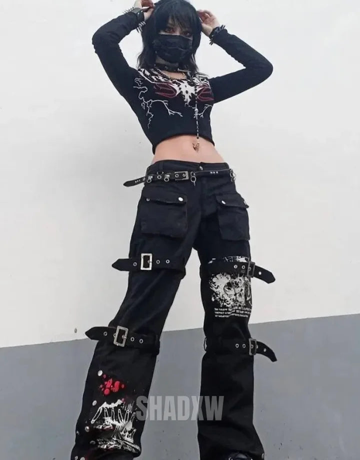 Goth Cargo Pants Womens