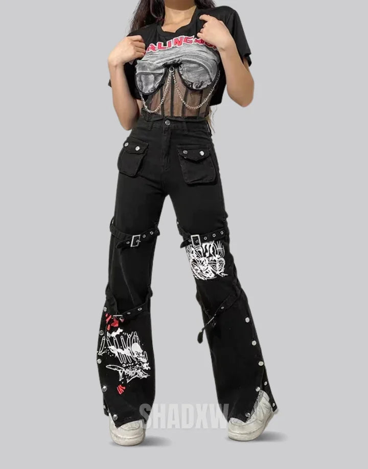 Goth Cargo Pants Womens