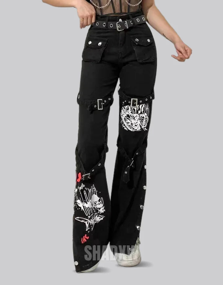 Goth Cargo Pants Womens