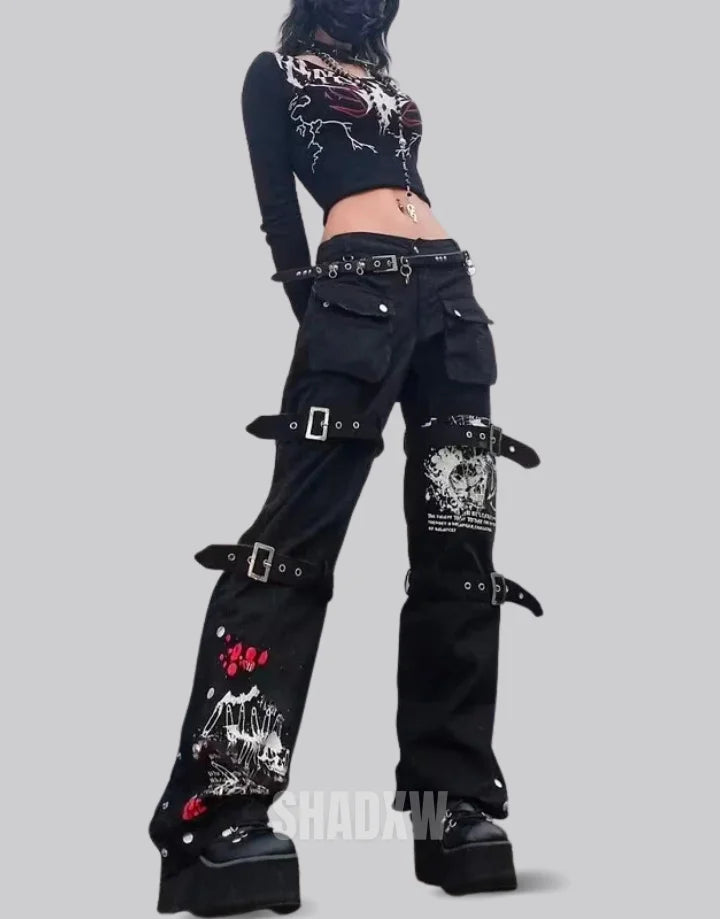 Goth Cargo Pants Womens