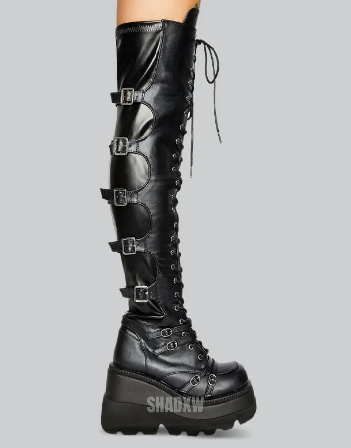 Goth sales high boots