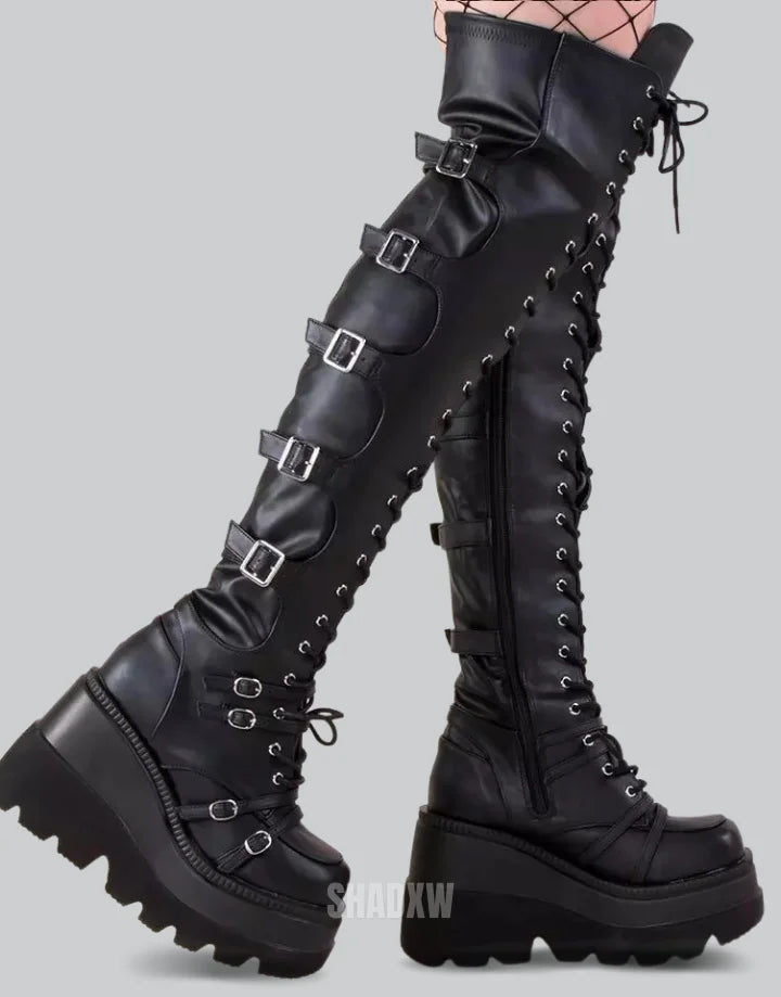 Knee high platform boots online