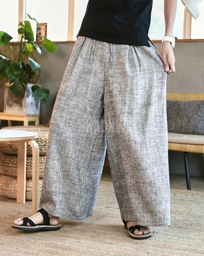 Grey Hakama Pants Linen