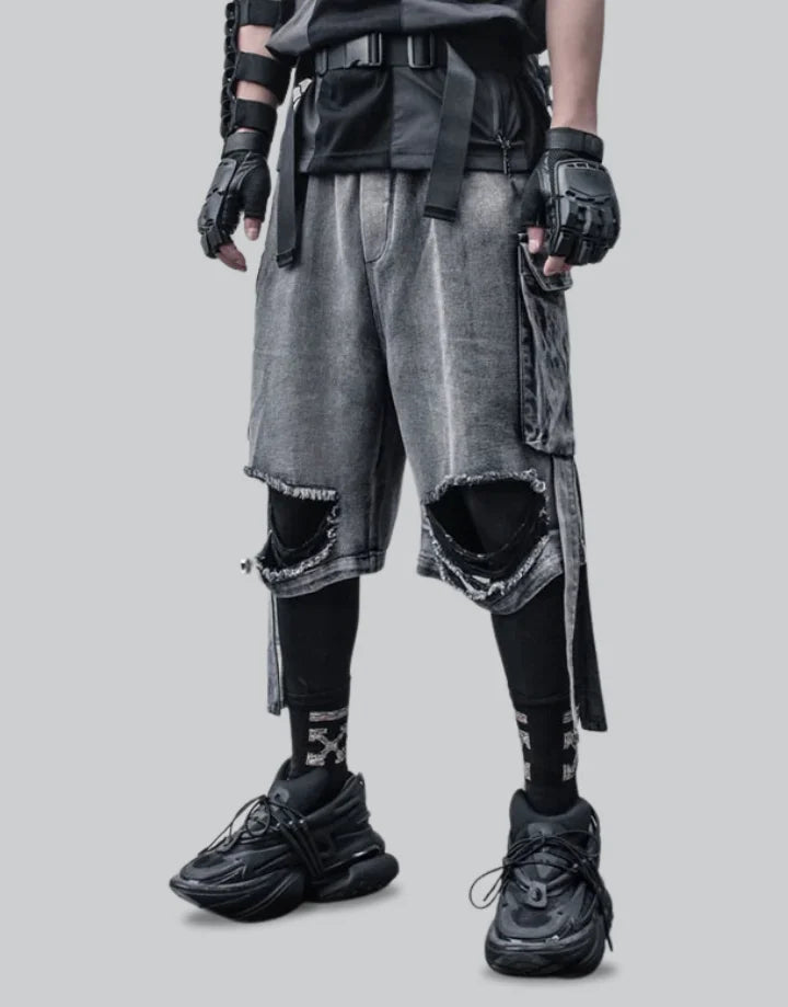 3110094 Grey Ripped Shorts