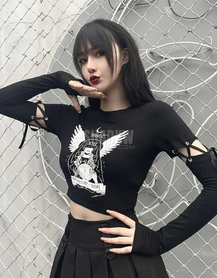 Long Sleeve Gothic Crop Top