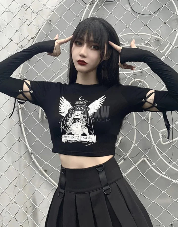 Long Sleeve Gothic Crop Top