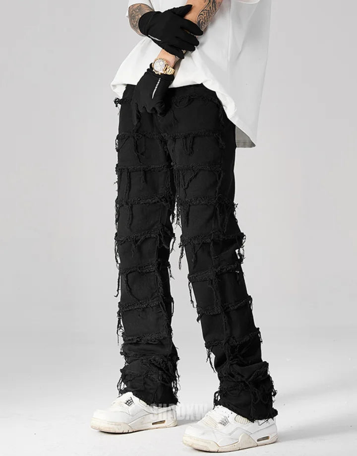 Skinny Stacked Distressed Chain Cargo Jean