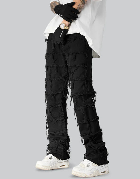 Men Black Stacked Jeans | Techwear