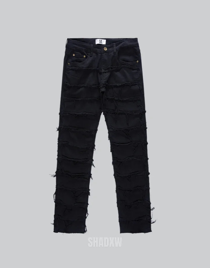 Men Black Stacked Jeans